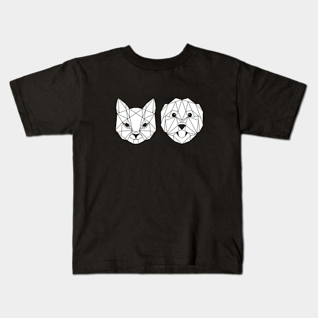 Geometric cat and dog Kids T-Shirt by laraincolor